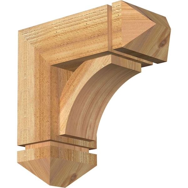 Ekena Millwork Thorton Arts and Crafts Rough Sawn Bracket w/ Offset Brace, Western Red Cedar, 6"W x 14"D x 14"H BKT0604X14X14THR03RWR - main